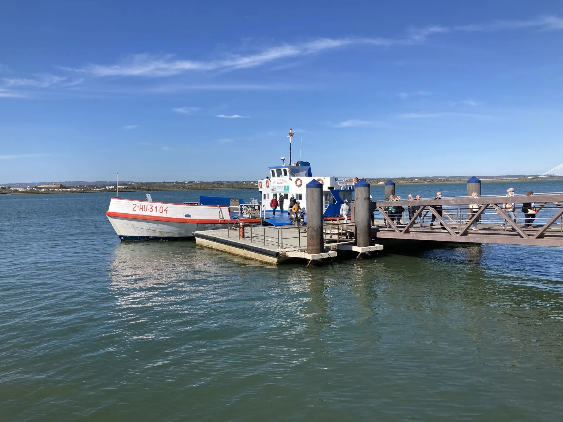 Ayamonte ferry pier, with the boat alongside