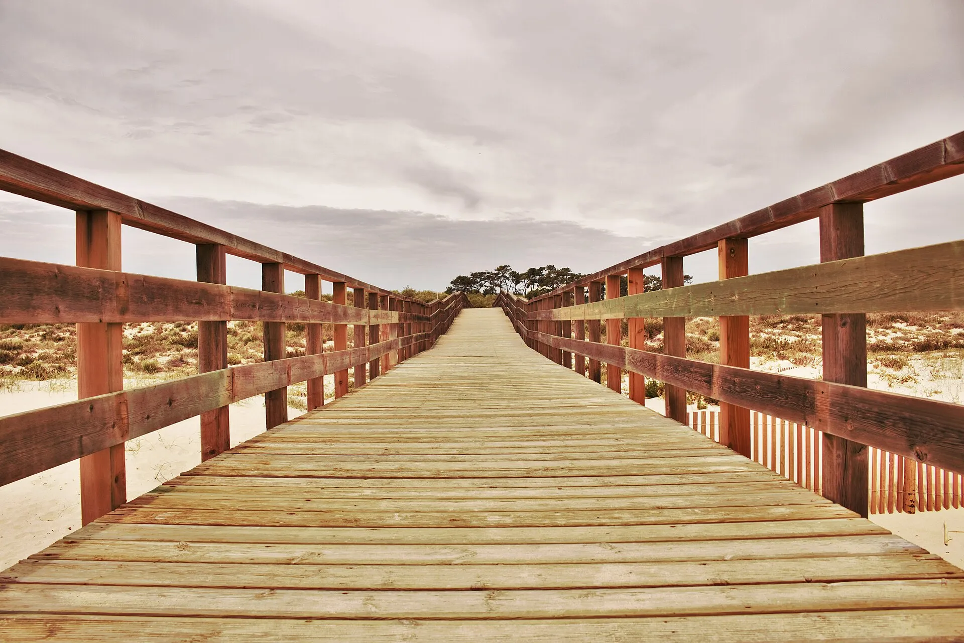 Wooden boardwalk over the dunes at Manta Rota